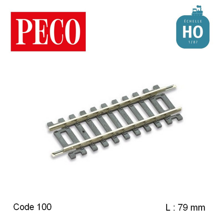 Rail Sroit court 79mm Code 100 HO Peco ST-202- Maketis