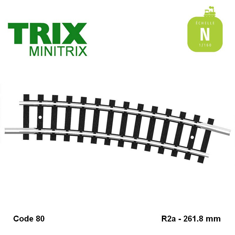 Gebogene Schiene R2a 261.8mm Code 80 N Minitrix 14911 - Maketis