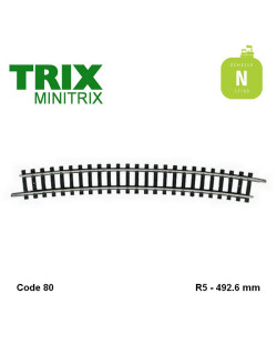 Rail courbe R5 492.6mm code 80 N Minitrix 14918 - Maketis