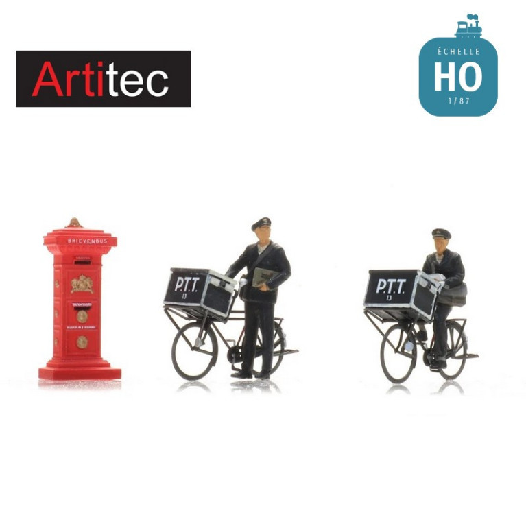 Facteurs à vélo et boite à lettres 2pcs HO Artitec 5870052 - Maketis Facteurs à vélo et boite à lettres 2pcs HO Artitec 5870052 - Maketis