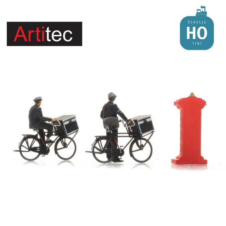Facteurs à vélo et boite à lettres 2pcs HO Artitec 5870052 - Maketis