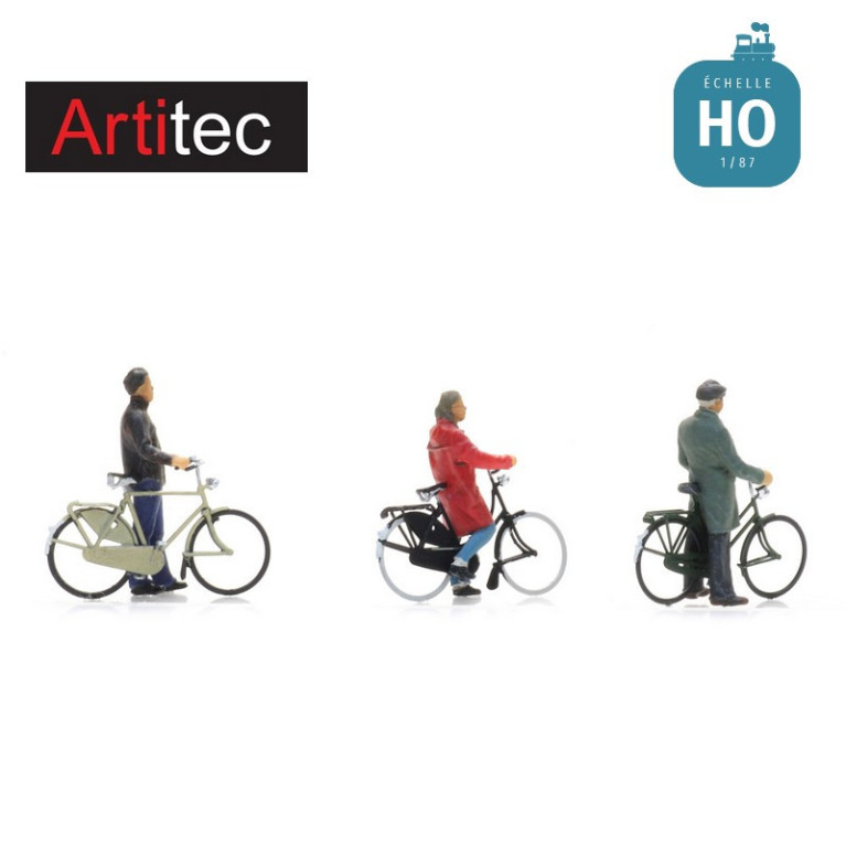 Cyclistes en attente 3pcs HO Artitec 5870018 - Maketis