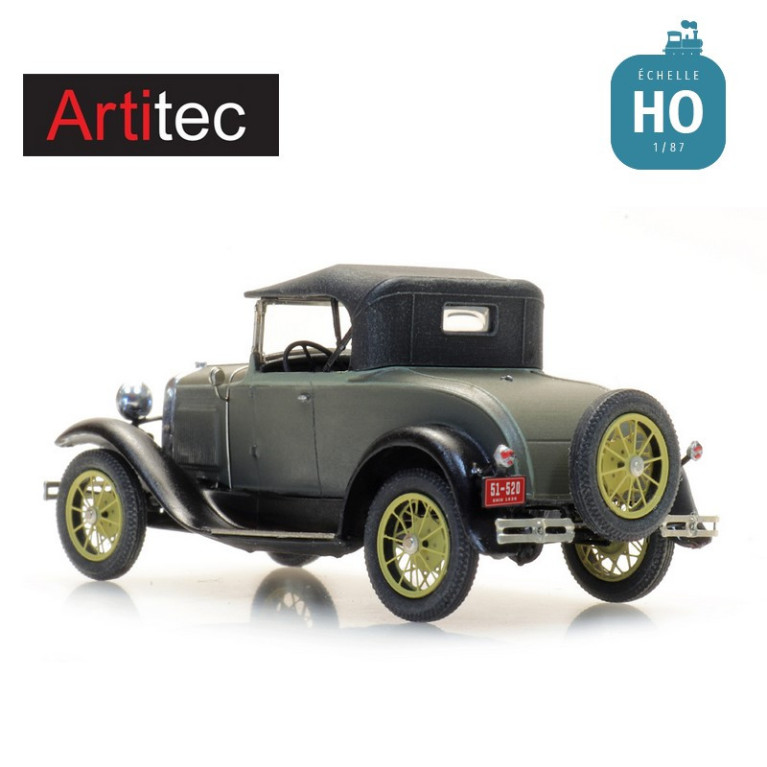 Voiture Ford modèle A Roadster capote relevée HO Artitec 387.523 - Maketis Voiture Ford modèle A Roadster capote relevée HO Artitec 387.523 - Maketis