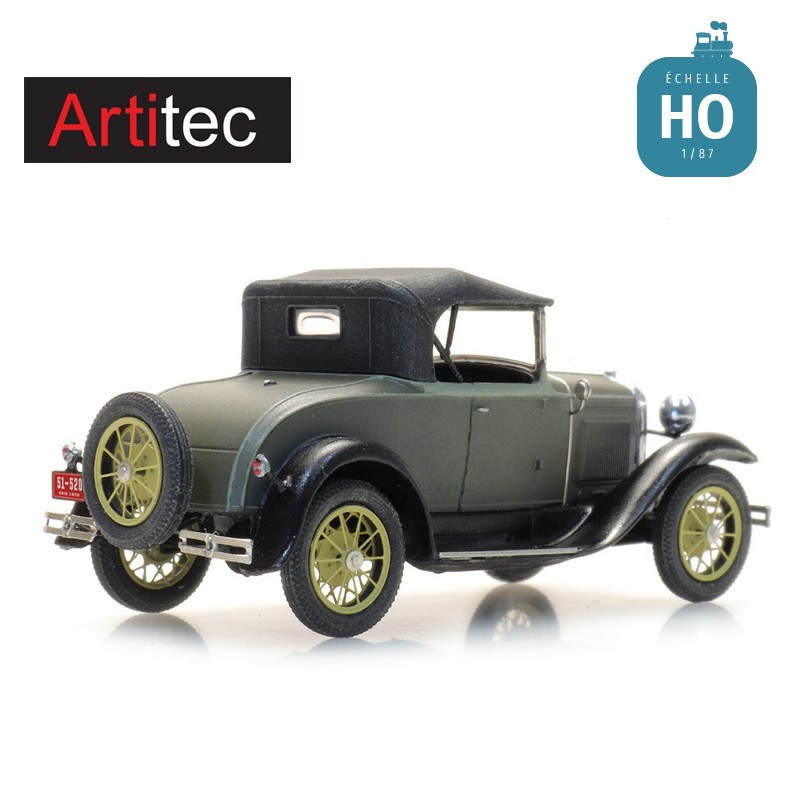 Voiture Ford modèle A Roadster capote relevée HO Artitec 387.523 - Maketis