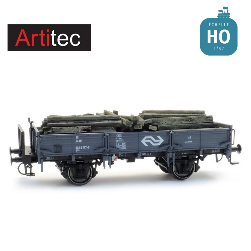 Chargement de vieilles traverses pour wagon plat HO Artitec 28.125 - Maketis