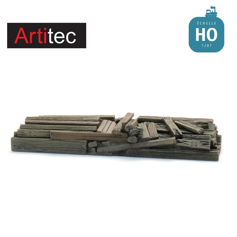 Chargement de vieilles traverses pour wagon plat HO Artitec 28.125 - Maketis