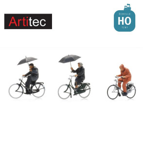 Cyclistes sous la pluie HO Artitec 5870016 - Maketis