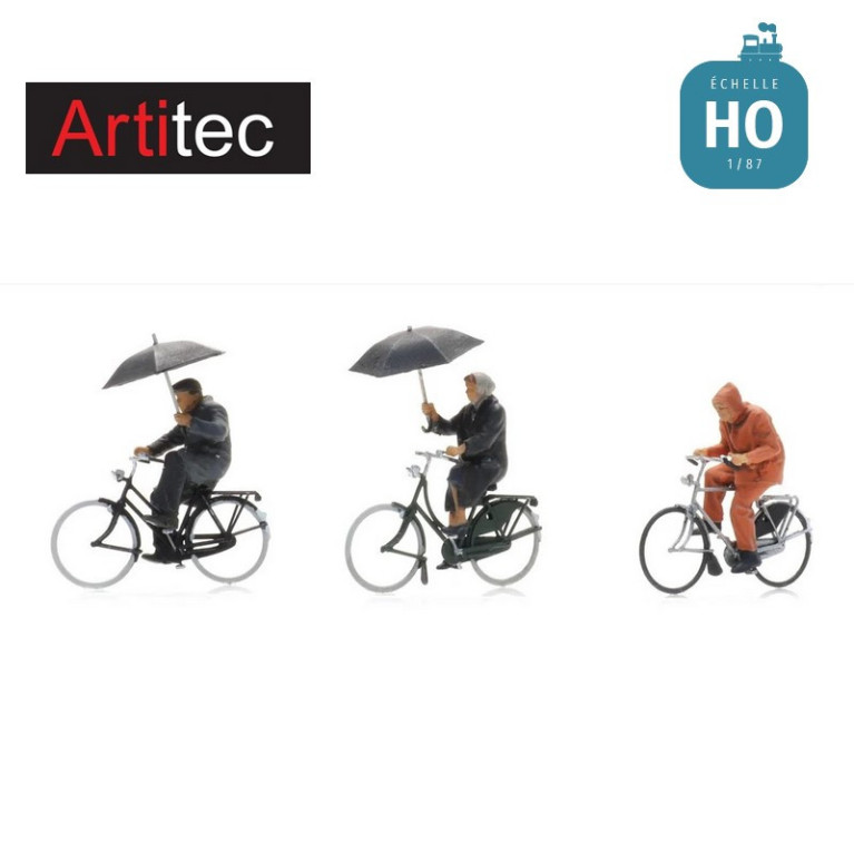 Cyclistes sous la pluie HO Artitec 5870016 - Maketis