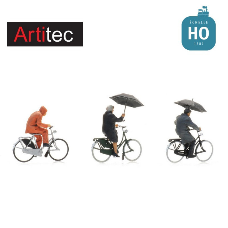 Cyclistes sous la pluie HO Artitec 5870016 - Maketis