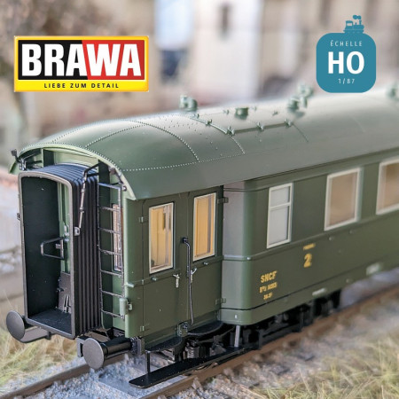 Voiture voyageur Train Express B9TI SNCF Ep III HO Brawa 46184 - Maketis