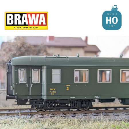 Voiture voyageur Train Express B9TI SNCF Ep III HO Brawa 46184 - Maketis