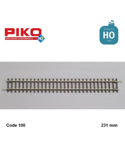 Coupon voie droite 231 mm code 100 HO Piko 55201 - Maketis
