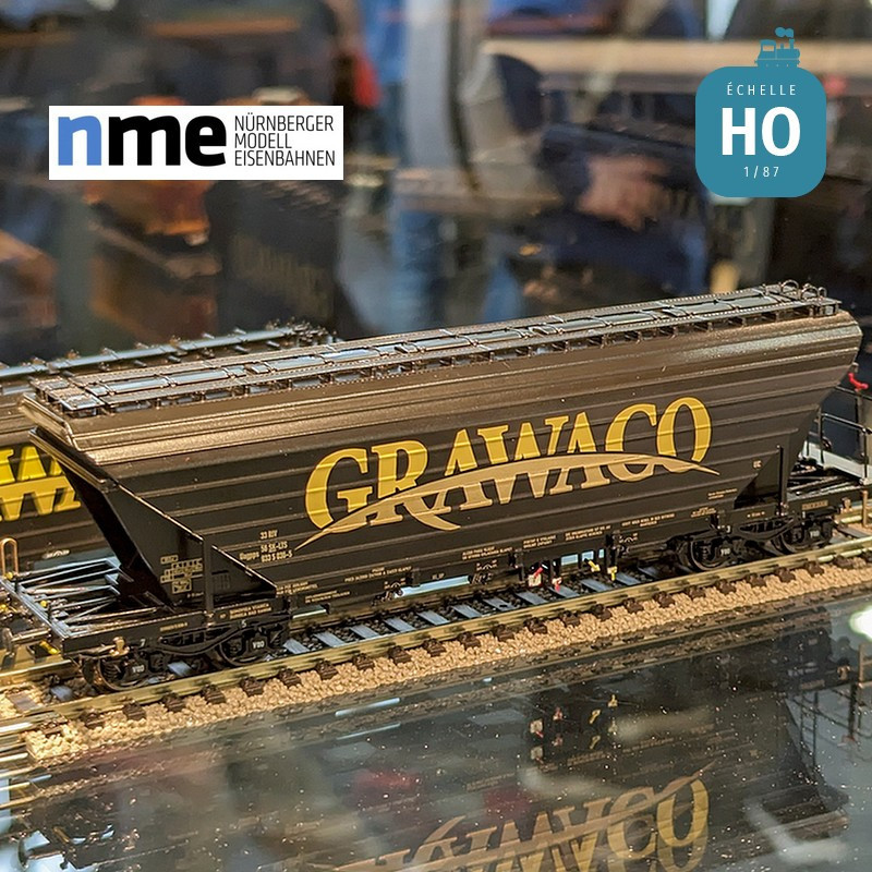 Uagpps 80m³ grain wagon GRAWACO black EP VI HO NME 513605 - Maketis