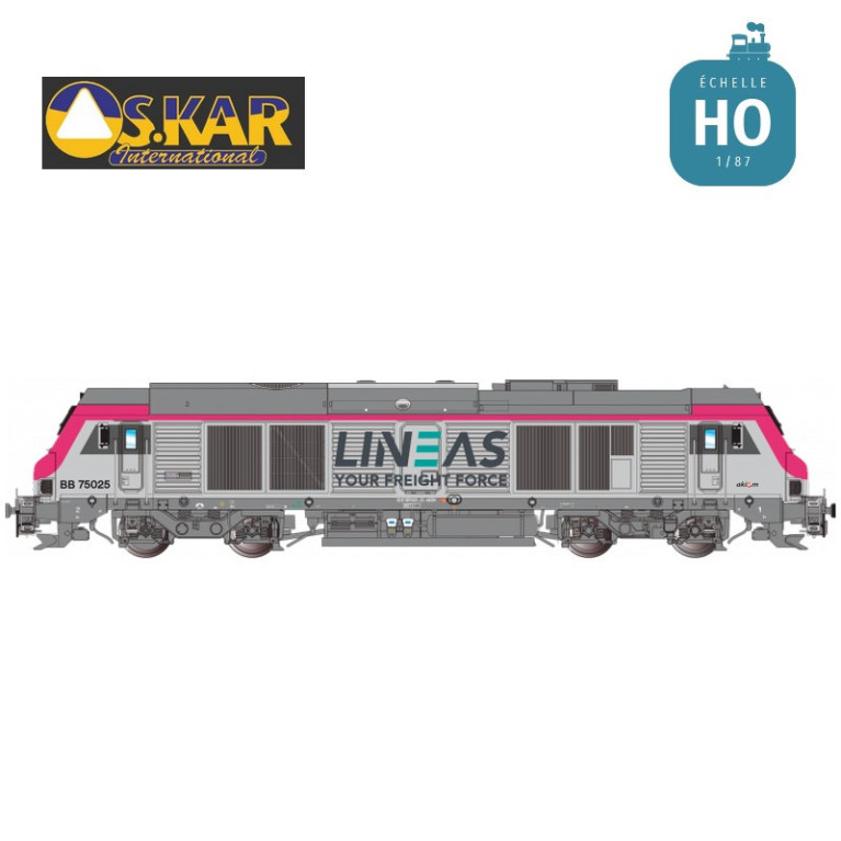 Diesel locomotive BB 75025 fuchsia nose v2 LINEAS Ep VI Digital son HO Os.kar OS7525DCCS - Maketis