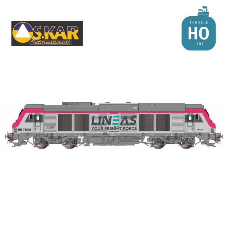 Diesel locomotive BB 75025 fuchsia nose v2 LINEAS Ep VI Digital son HO Os.kar OS7525DCCS - Maketis