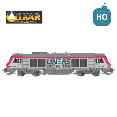 Locomotive Diesel  BB 75025 nez fuchsia v2 LINEAS Ep VI Analogique HO Os.kar OS7525 - Maketis