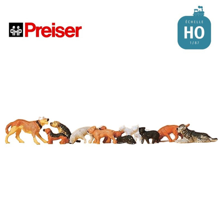 Chiens et chats HO Preiser 14165- Maketis