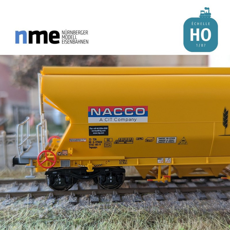 Wagon céréalier Tagnpps 101m³ NACCO-OT-LOGISTICS jaune Ep VI HO NME 511631 - Maketis