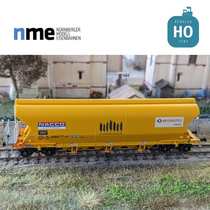 Wagon céréalier Tagnpps 101m³ NACCO-OT-LOGISTICS jaune Ep VI HO NME 511632 - Maketis