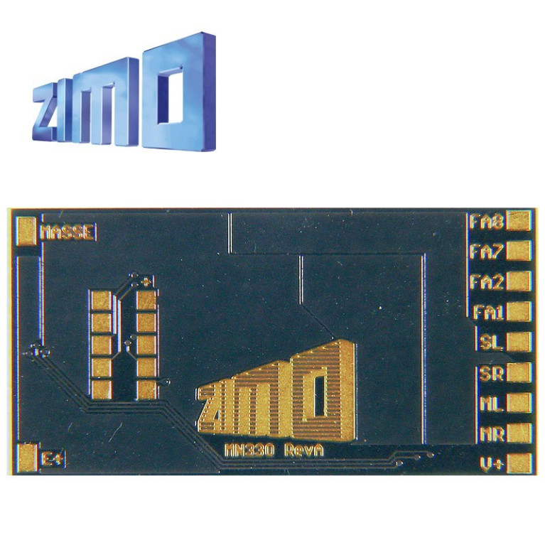 Décodeur standard HO Zimo MN330 DCC 10 fonctions 8 broches NEM652 MN330R - Maketis