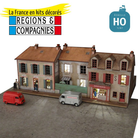 3 Maisons Île‑de‑France (2 commerces) angle à gauche HO Régions et Compagnies QIF001 - Maketis