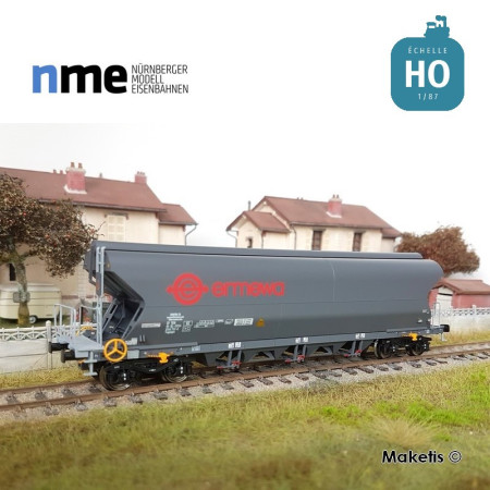 Wagon céréalier Tagnpps 101m³ ERMEWA gris foncé Ep VI HO NME 512632 - Maketis