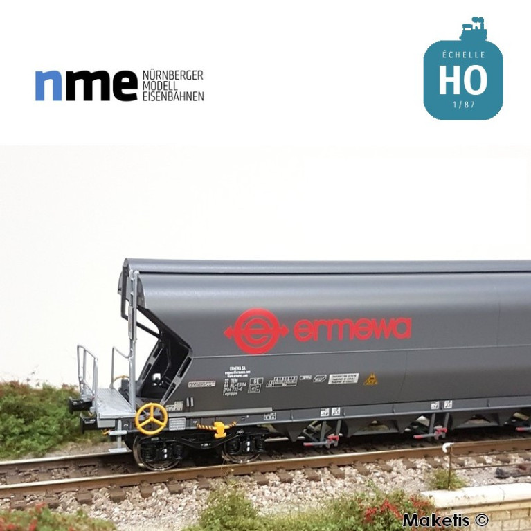 Wagon céréalier Tagnpps 101m³ ERMEWA gris foncé Ep VI HO NME 512633 - Maketis Wagon céréalier Tagnpps 101m³ ERMEWA gris foncé Ep VI HO NME 512633 - Maketis