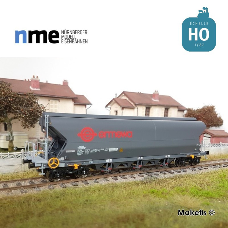 Wagon céréalier Tagnpps 101m³ ERMEWA gris foncé Ep VI HO NME 512633 - Maketis Wagon céréalier Tagnpps 101m³ ERMEWA gris foncé Ep VI HO NME 512633 - Maketis