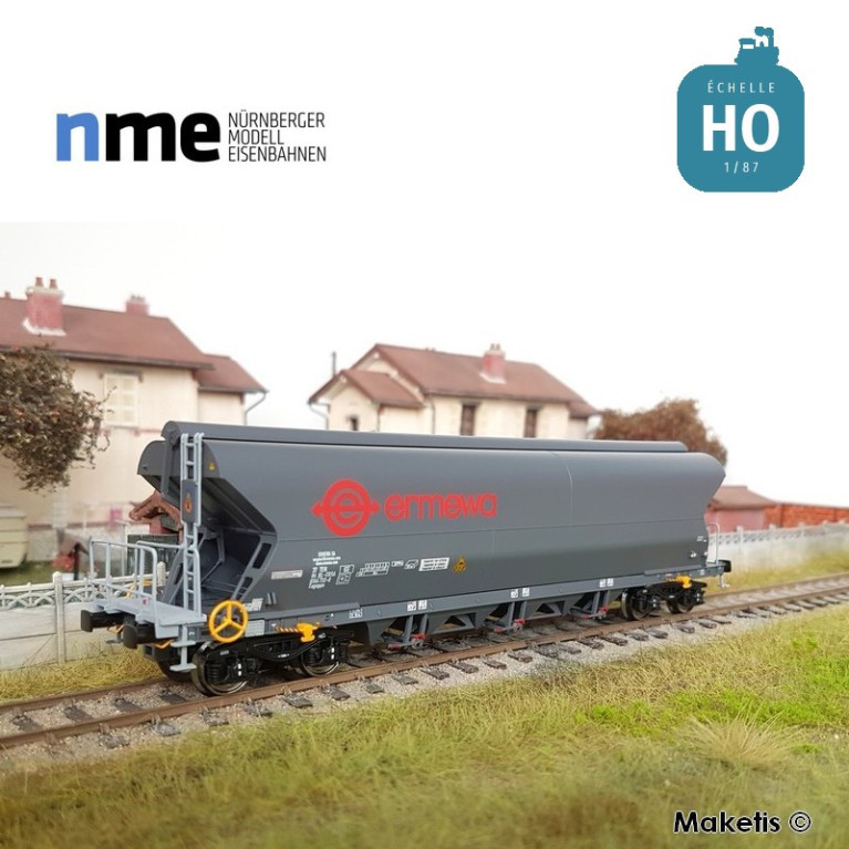 Wagon céréalier Tagnpps 101m³ ERMEWA gris foncé Ep VI HO NME 512633 - Maketis Wagon céréalier Tagnpps 101m³ ERMEWA gris foncé Ep VI HO NME 512633 - Maketis