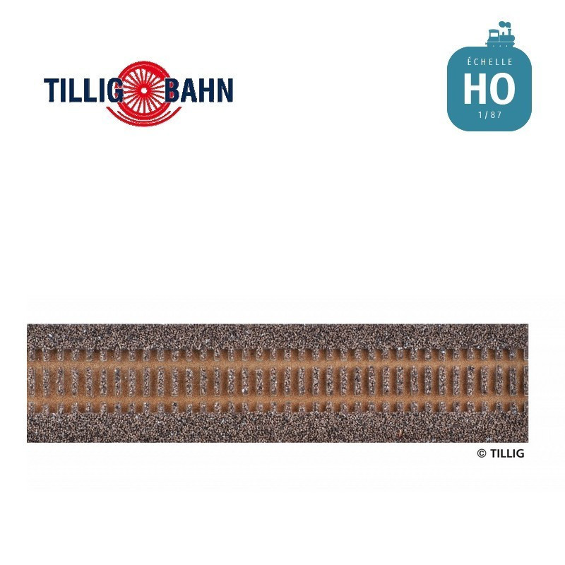 Semelle ballastée HO STYROSTONE brune 950 mm traverses bois Tillig 86509 - Maketis