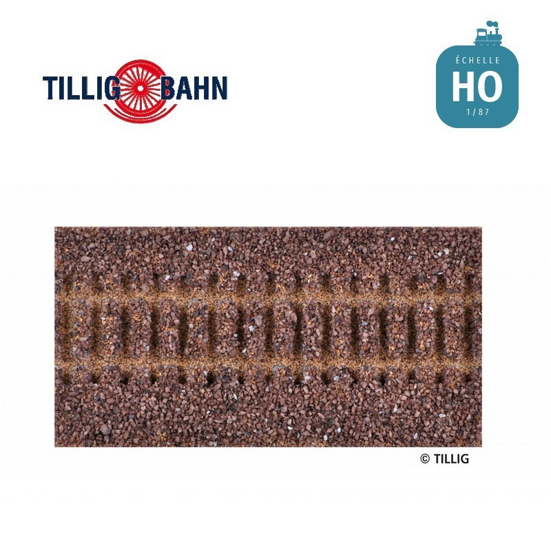 Semelle ballastée HO STYROSTONE brune 114 mm Tillig 86501 - Maketis