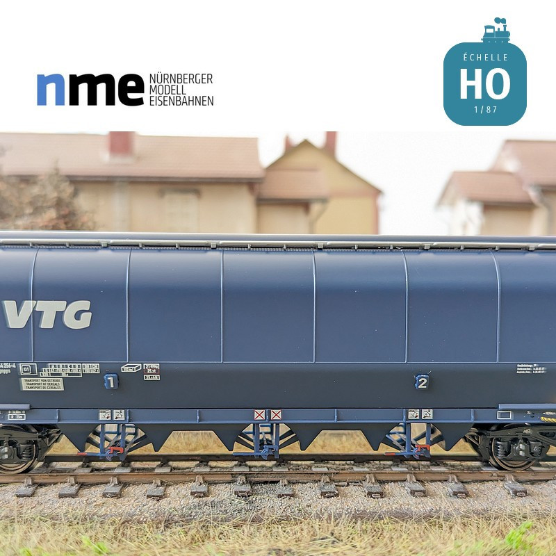 Wagon céréalier Tagnpps 102m³ VTG bleu Ep VI HO NME 504631 - Maketis