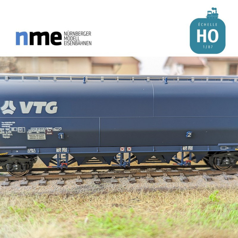 Wagon céréalier Tagnpps 102m³ VTG bleu Ep VI HO NME 506630 - Maketis
