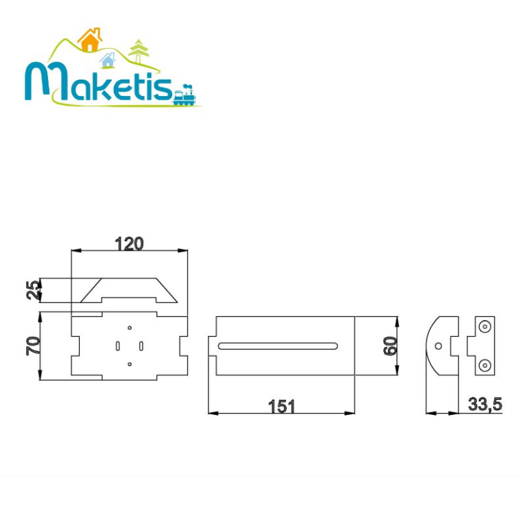 Halterung für Weichenmotor mit positivem Relief, gerade eingleisig, MOD20500