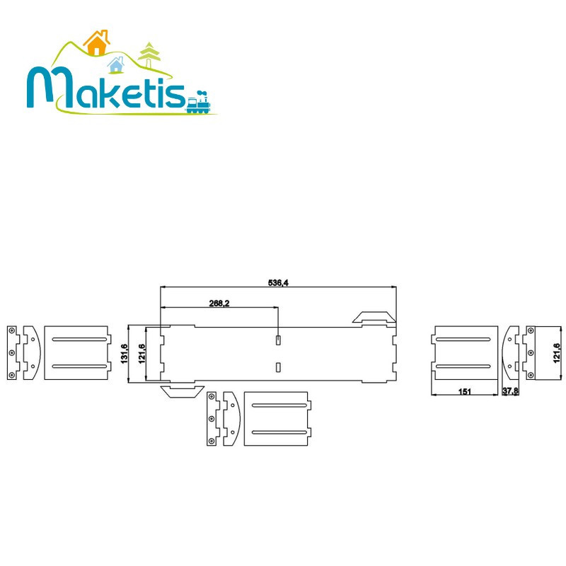 Support moteur d'aiguillage relief positif droit double voie MOD20501 - Maketis