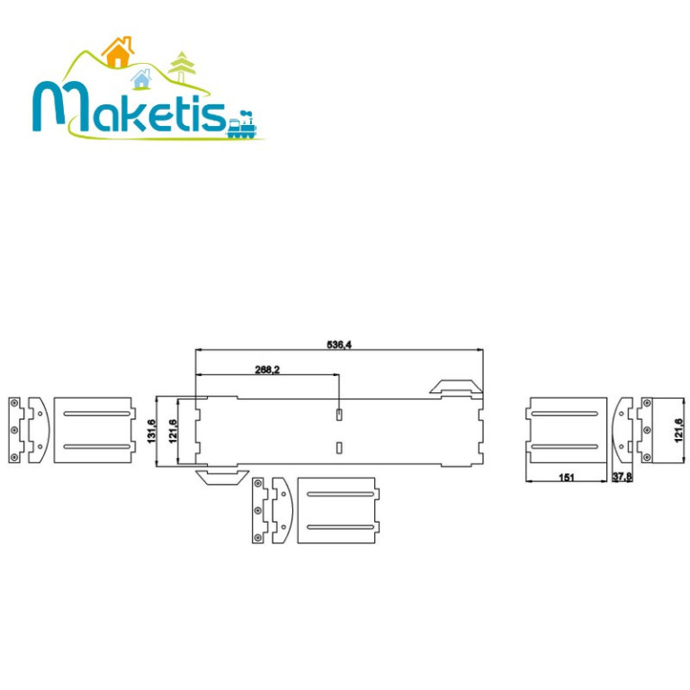 Support for switch motor with positive relief, straight double track MOD20501 - Maketis