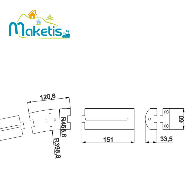 Support moteur d'aiguillage relief positif courbe simple voie MOD20502 - Maketis