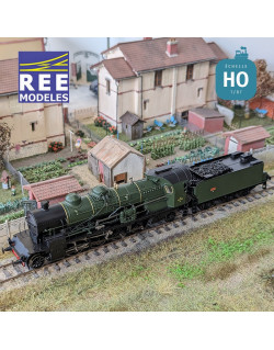 Locomotive à vapeur 141 ex-PLM verte & noire Badan SNCF Ep III Digital sonore et fumée HO REE MB-160S - Maketis