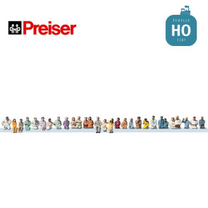 Chauffeurs de bus et 26 figurines HO Preiser 14404 - Maketis