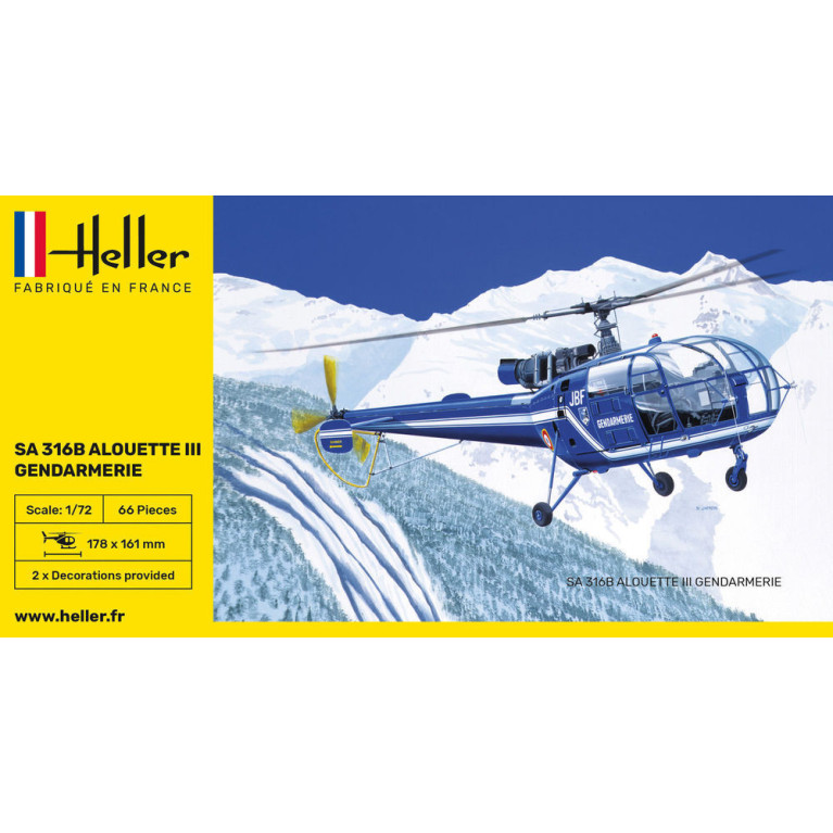 Hélicoptère SA 316 Alouette III Gendarmerie 1/72 Heller 80286 - Maketis