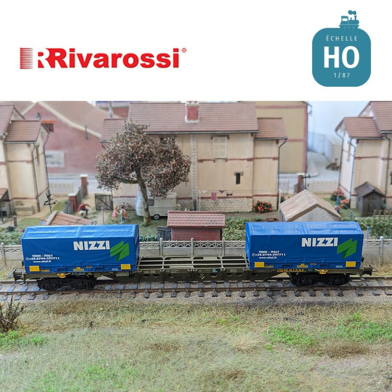 Wagon multimodal CEMAT Sgns avec 2 conteneurs 20' "Nizzi" FS Ep V-VI HO Rivarossi HR6615 - Maketis