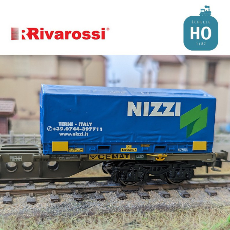 Wagon multimodal CEMAT Sgns avec 2 conteneurs 20' "Nizzi" FS Ep V-VI HO Rivarossi HR6615 - Maketis