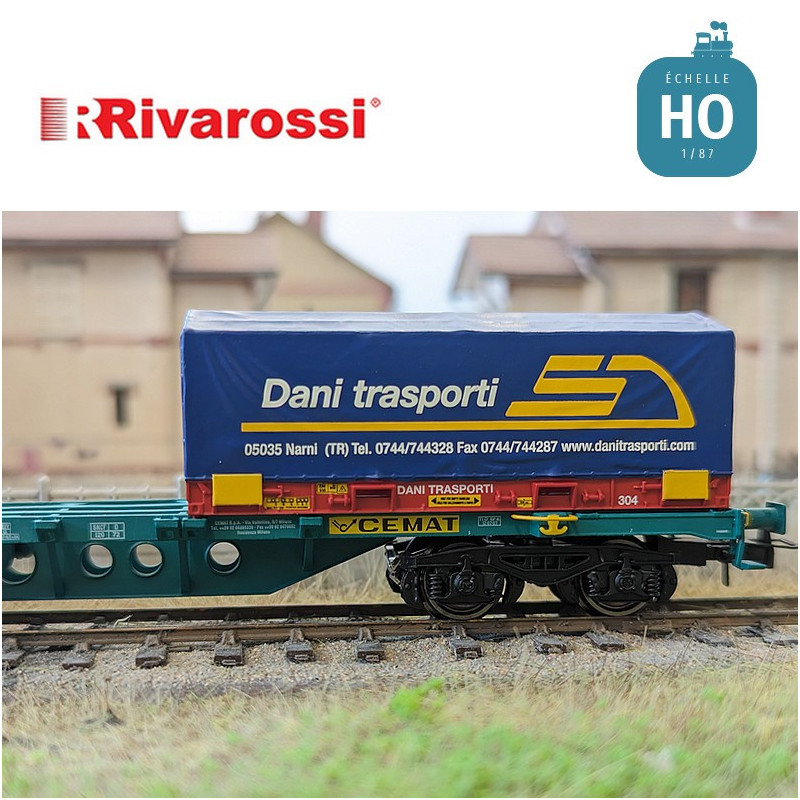 Wagon multimodal CEMAT Sgns avec 2 conteneurs 20' "Dani Trasporti" FS Ep V-VI HO Rivarossi HR6616 - Maketis