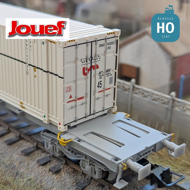 Wagon multimodal Sgnss avec un conteneur 45' "Geodis" SNCF Ep V HO Jouef HJ6263 - Maketis