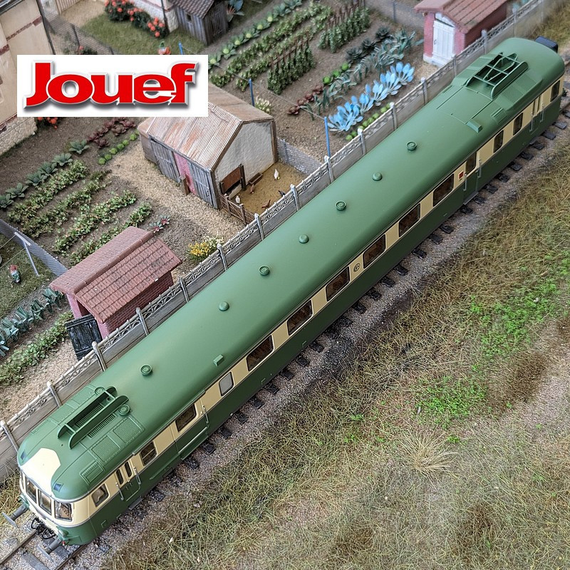 Autorail RGP II X 2716 et remorque XR 7719 avec déflecteurs de fumée SNCF Ep III-IV Digital son HO Jouef HJ2419S - Maketis