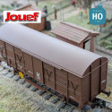 Coffret 2 éléments Train de maintenance (1 voiture DEV Inox et 1 wagon G4) SNCF Ep IV-V HO Jouef HJ4183 - Maketis
