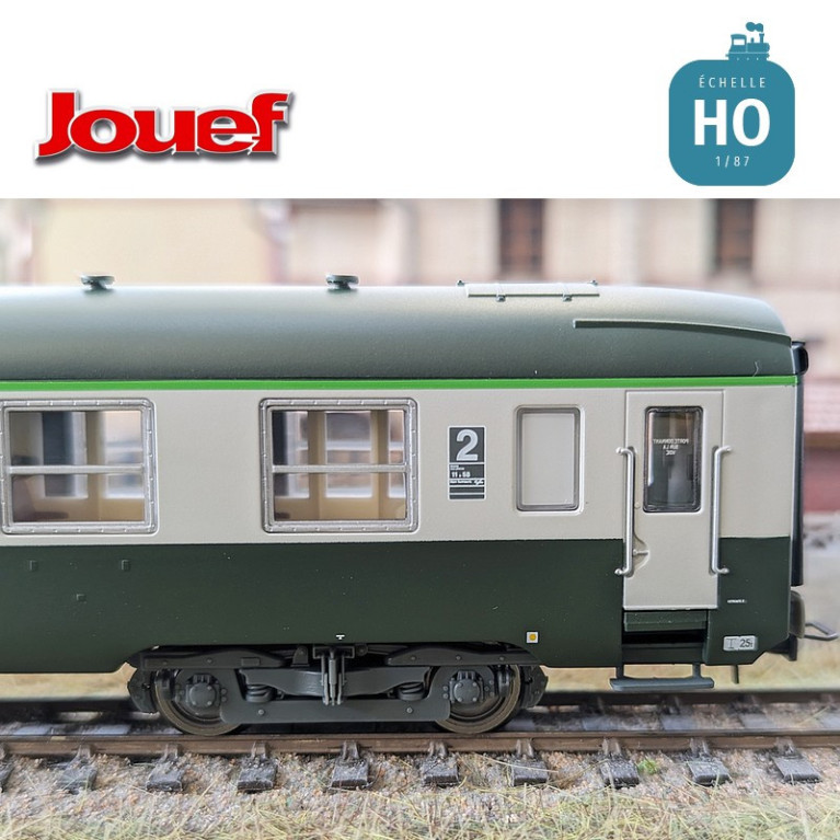 Coffret 2 voitures DEV AO de 2e classe U59 B9 (ex A9) logo "Nouille" SNCF Ep IV-V HO Jouef HJ4182 - Maketis