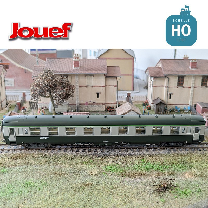 Coffret 2 voitures DEV AO de 2e classe U59 B9 (ex A9) logo "Nouille" SNCF Ep IV-V HO Jouef HJ4182 - Maketis