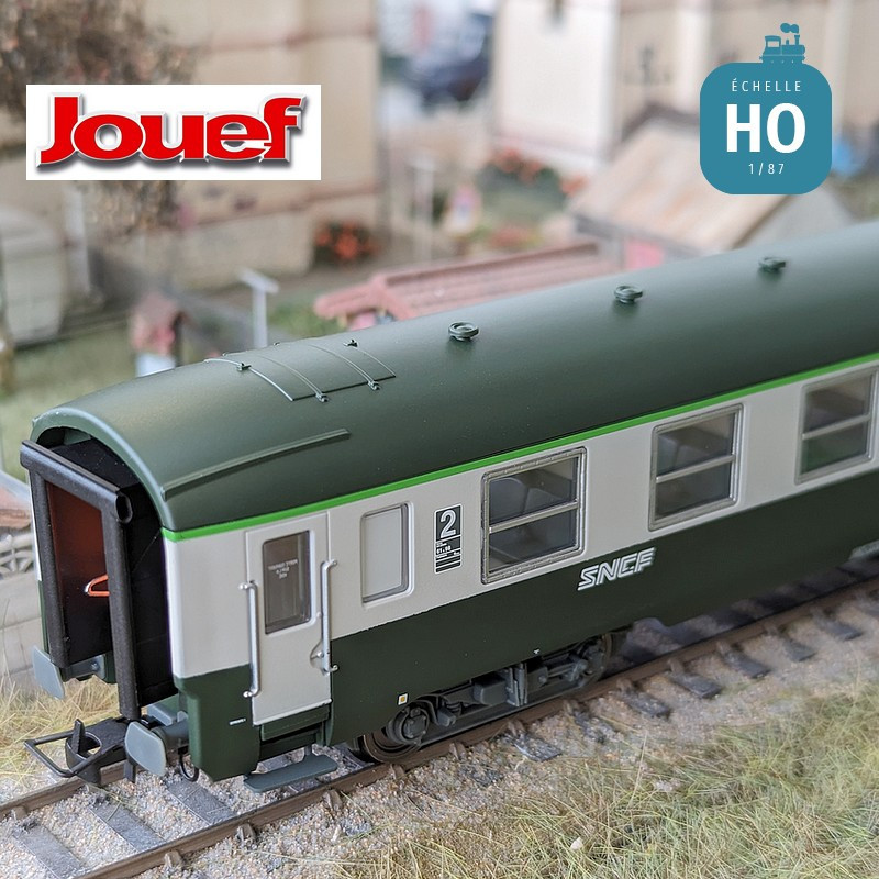 Coffret 2 voitures DEV AO de 2e classe U59 B9 (ex A9) logo "Nouille" SNCF Ep IV-V HO Jouef HJ4182 - Maketis