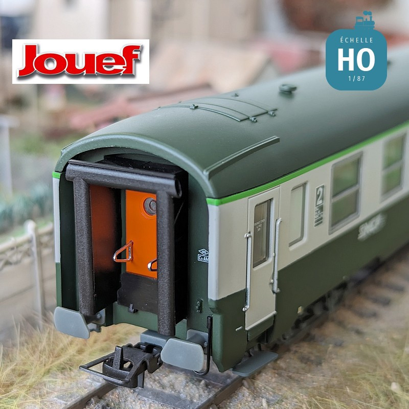 Coffret 2 voitures DEV AO de 2e classe U59 B9 (ex A9) logo "Nouille" SNCF Ep IV-V HO Jouef HJ4182 - Maketis